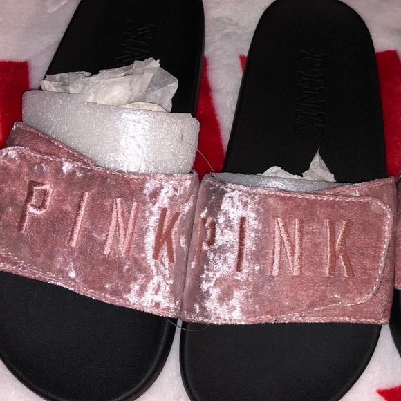 pink velvet slides